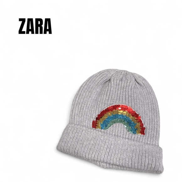 070 Zara Rainbow Sequence Beanie Hat - Picture 1 of 4